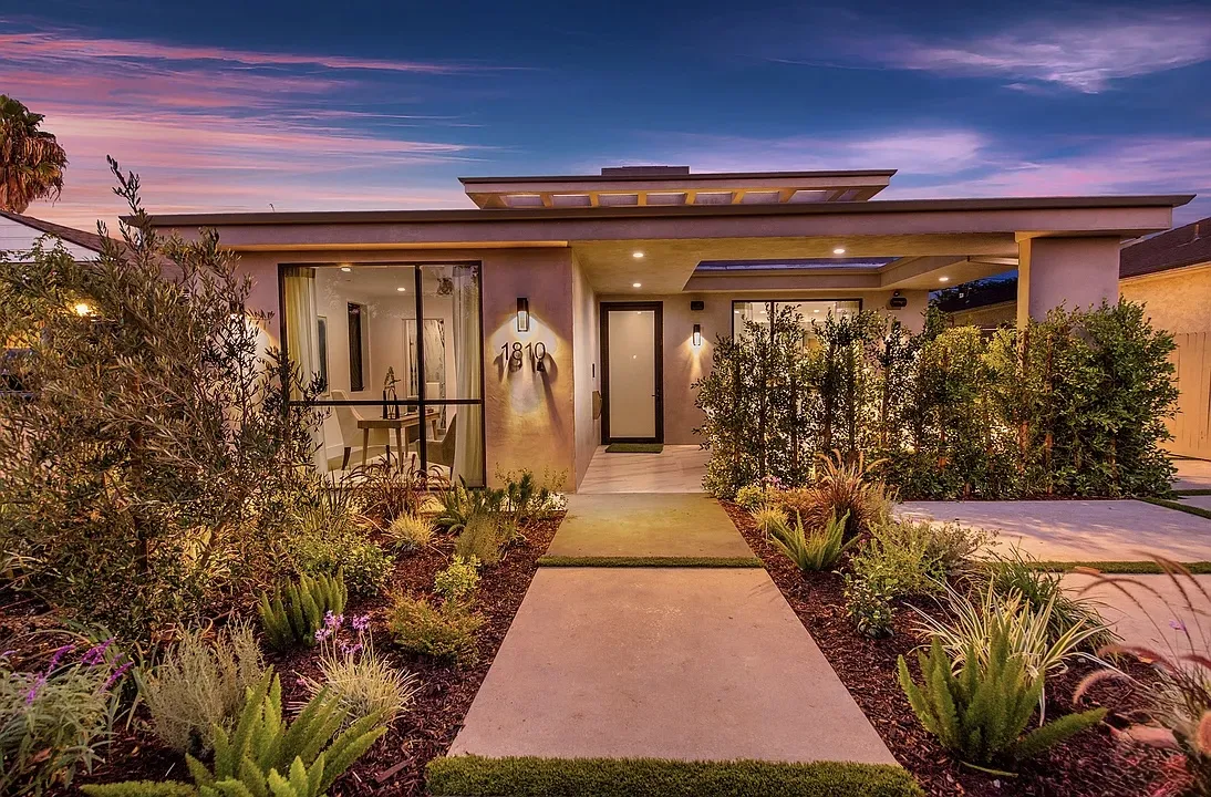 Front entry path of the Sherbourne House at sunset