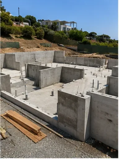 Concrete stem walls and foundation formwork